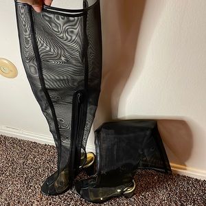 New Mesh Thigh-High open toed heels size 7, VERY SEXYY!!